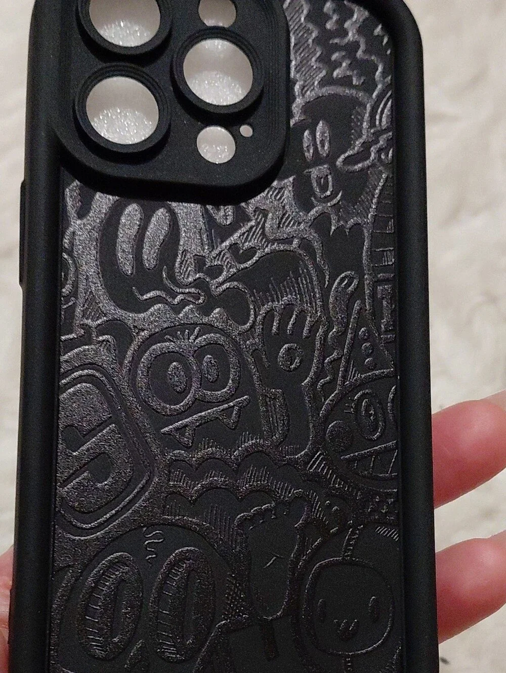 Iphone 14 Pro Case Black & Silver Patterned Phone Case - Unbranded